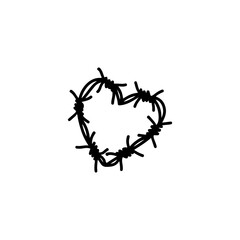 vector illustration of heart shaped barbed wire
