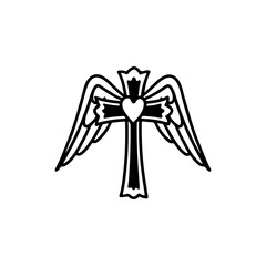 vector illustration of a cross with wings
