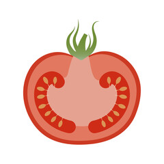 Tomato cut on a white background, vector icon