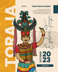 marendeng marampa traditional tana toraja dance indonesia culture handrawn illustration