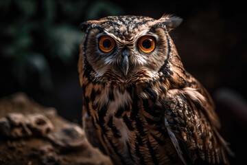 Fototapeta premium pretty owl with a large eye. Generative AI