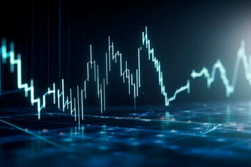 Naklejka premium Digital stock exchange or stock market, uptrend line candlestick graph. generative Ai technology