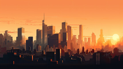 Fototapeta na wymiar city skyline at sunset