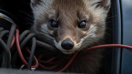 Marten Car Cables. Generative AI.