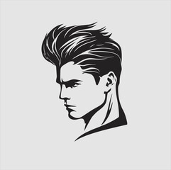 illustration of male hairstyle icon, male face logo for male hair salon business design