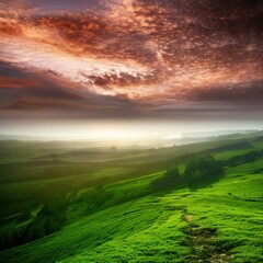 Obraz premium Mysterious realistic highly detailed cloudy Spring Landscape That Inspires Wanderlust with depth k quality