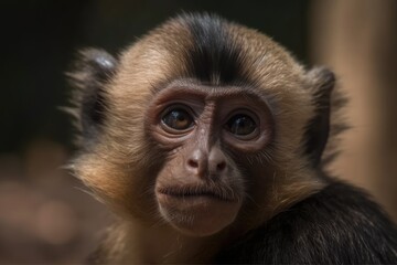 Obraz premium Brown Capuchin monk's head. Generative AI