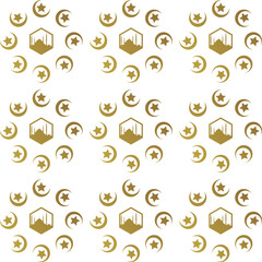 Illustration of Ramadan Kareem with mosque and moon pattern background for ramadan, Background Business Label, Invitation Template, social media, etc. ramadan kareem themed flat vector illustration.