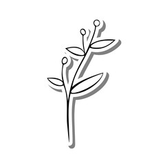Black line doodle Pollen and Leaves on white silhouette and gray shadow. Hand drawn cartoon style. Vector illustration for decorate and any design.