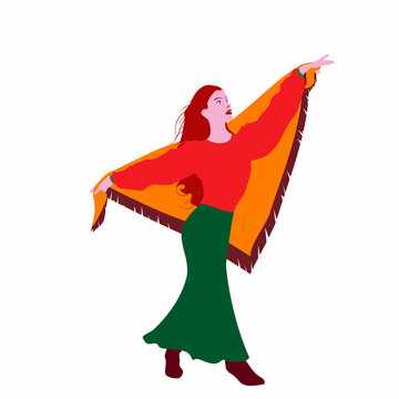 recommend clip art: Girl with a headscarf dances in a long skirt, shirt and boots.
                    Illustration of a girl with her arms raised to the sides. 
                    Illustrations of women. 
                    