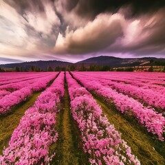 Fototapeta na wymiar Mysterious realistic highly detailed cloudy Spring Landscape That Inspires Wanderlust with depth k quality