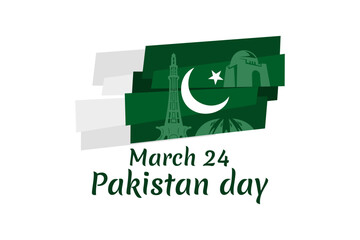 March 23, Happy Pakistan Day vector illustration. Suitable for greeting card, poster and banner