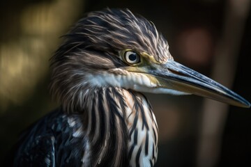image of a young heron up close. Generative AI