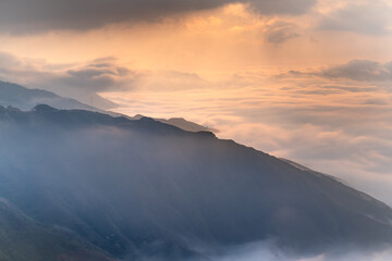 The fanciful beauty of clouds in the mountains in Ta Xua also known as: the back of a dinosaur in Hang Dong Commune, Bac Yen District, Son La Province, Vietnam