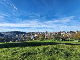 View of city from the mountain in Europe