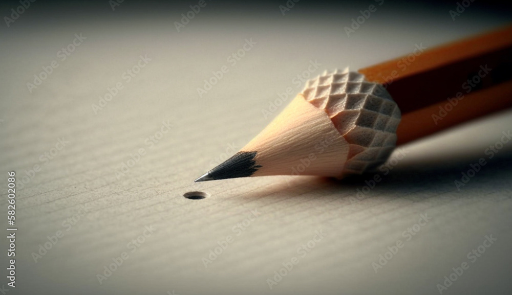 Poster close up pencil education wood material single object macro sharp background ,generative ai