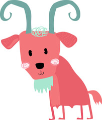 Cute fun goat  childish nursery cartoon woodland animal