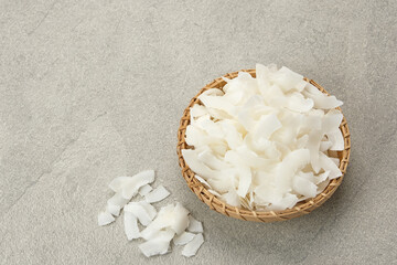 Dried coconut flakes, food ingredient

