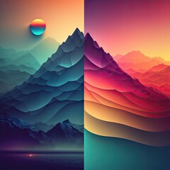 colorful gradient mountain
