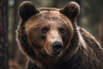 An image of a wild brown bear up close. Generative AI