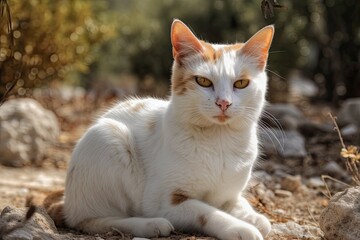 Naklejka na ściany i meble Cyprus cats are a domestic cat landrace that can be found all throughout the island of Cyprus. They are also referred to as Cypriot cats, Saint Helen cats, and Saint Nicholas cats. Generative AI
