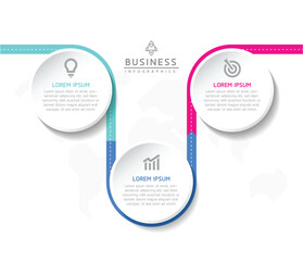 Vector infographic business presentation template with circular interconnection with 3 options.