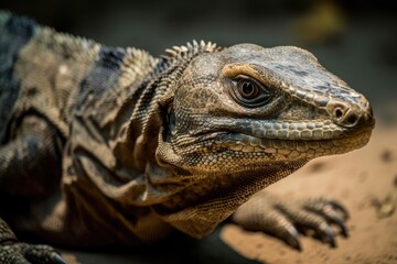Obraz premium The biggest lizard is the Komodo Dragon. Generative AI