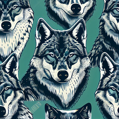 wolf, seamless pattern illustration, Generative AI