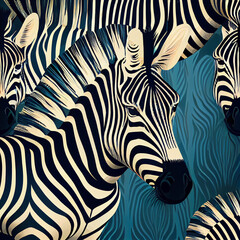 Zebra, seamless pattern illustration, Generative AI