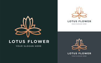 Luxury lotus flower beauty spa logo design