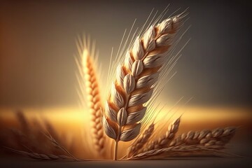 Plakat Ear of wheat on a background the sunset sun. 