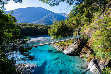 hiking throw blue pools in new zealand