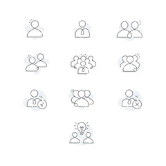 People icons collection. Monoline Style. Vector editable stroke.