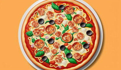 Pizza meal at gourmet pizzeria with fresh mozzarella ,generative AI