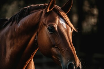 Obraz premium Portrait of a horse. Gorgeous horse headshot. Nature. Generative AI