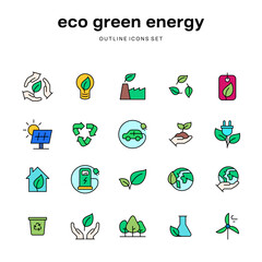 eco green energy environment icon design collection set bundle