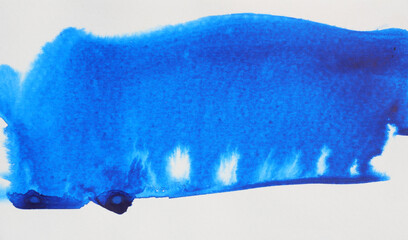 Abstract background and texture pattern blue a color flow on white background, Illustration watercolor hand draw and painted on paper