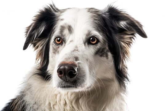 a white background and a lonely border collie sheepdog. Generative AI