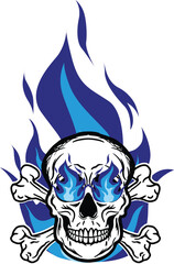 A skull head crossbones flame vector logo symbolimage illustrations
