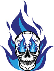 A skull head crossbones flame vector logo symbolimage illustrations