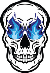A skull head crossbones flame vector logo symbolimage illustrations