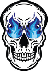 A skull head crossbones flame vector logo symbolimage illustrations
