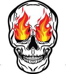 A skull head crossbones flame vector logo symbolimage illustrations