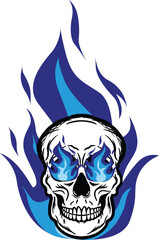 A skull head crossbones flame vector logo symbolimage illustrations