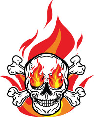 A skull head crossbones flame vector logo symbolimage illustrations