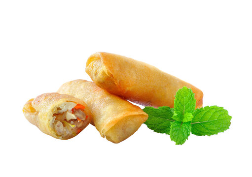 Fried Chinese Traditional Spring rolls food isolated on transparent png