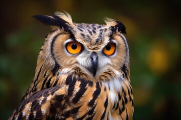 Obraz premium One type of eagle owl is the Eurasian eagle owl (Bubo bubo). In Europe, where it is the only member of its genus save the snowy owl, it is also known as the European eagle owl. Generative AI