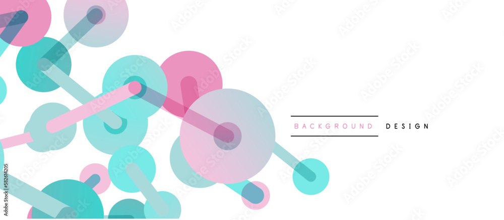 Poster Line points connections geometric abstract background. Circles connected by lines. Trendy techno business template for wallpaper, banner, background or landing