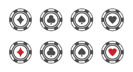  Poker chips vector icons collection