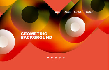 Website landing page abstract geometric background. Circles and round shapes. Web page for website or mobile app wallpaper